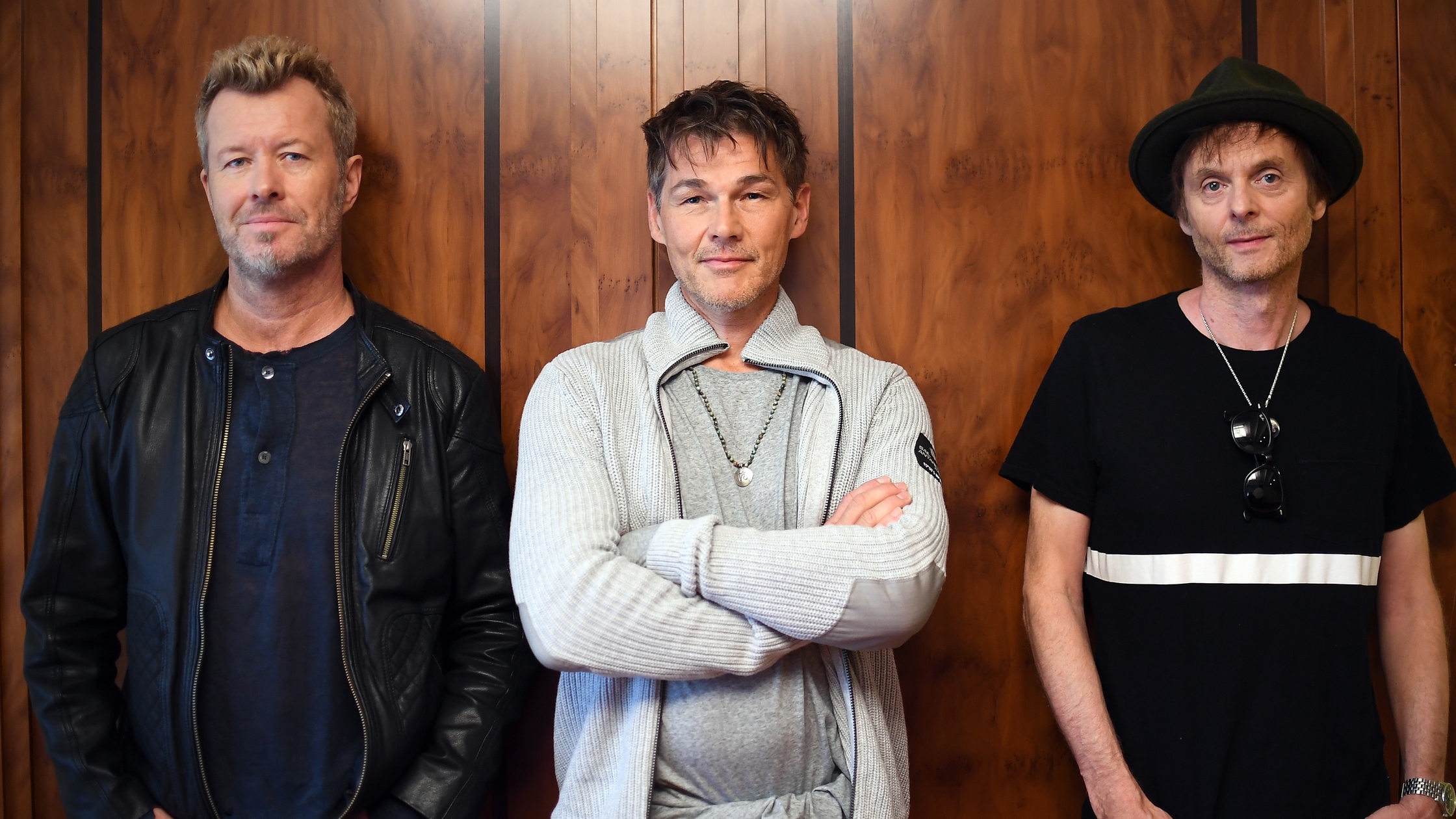 Photo of the a-ha trio, left: Magne Furuholmen, middle: Morten Harket, right: Pål Waaktaar-Savoy